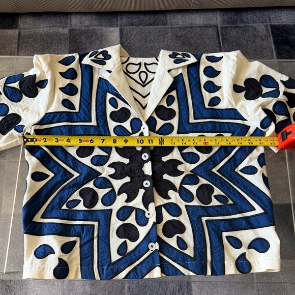 NWOT - Sea NY - Kaia Kaleidoscope Appliqué Short Sleeve Top - Navy - Small - Picture 7 of 8